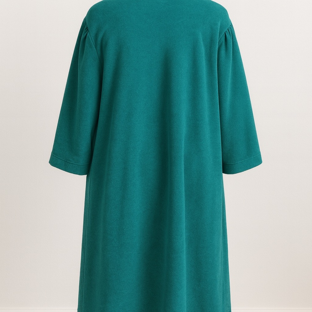 Vintage Vanity Fair Teal Brushed Fleece Robe XXL • 1980s • Snap Front • Pockets - Picture 5 of 6